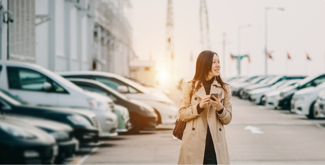 Woman in parking lot